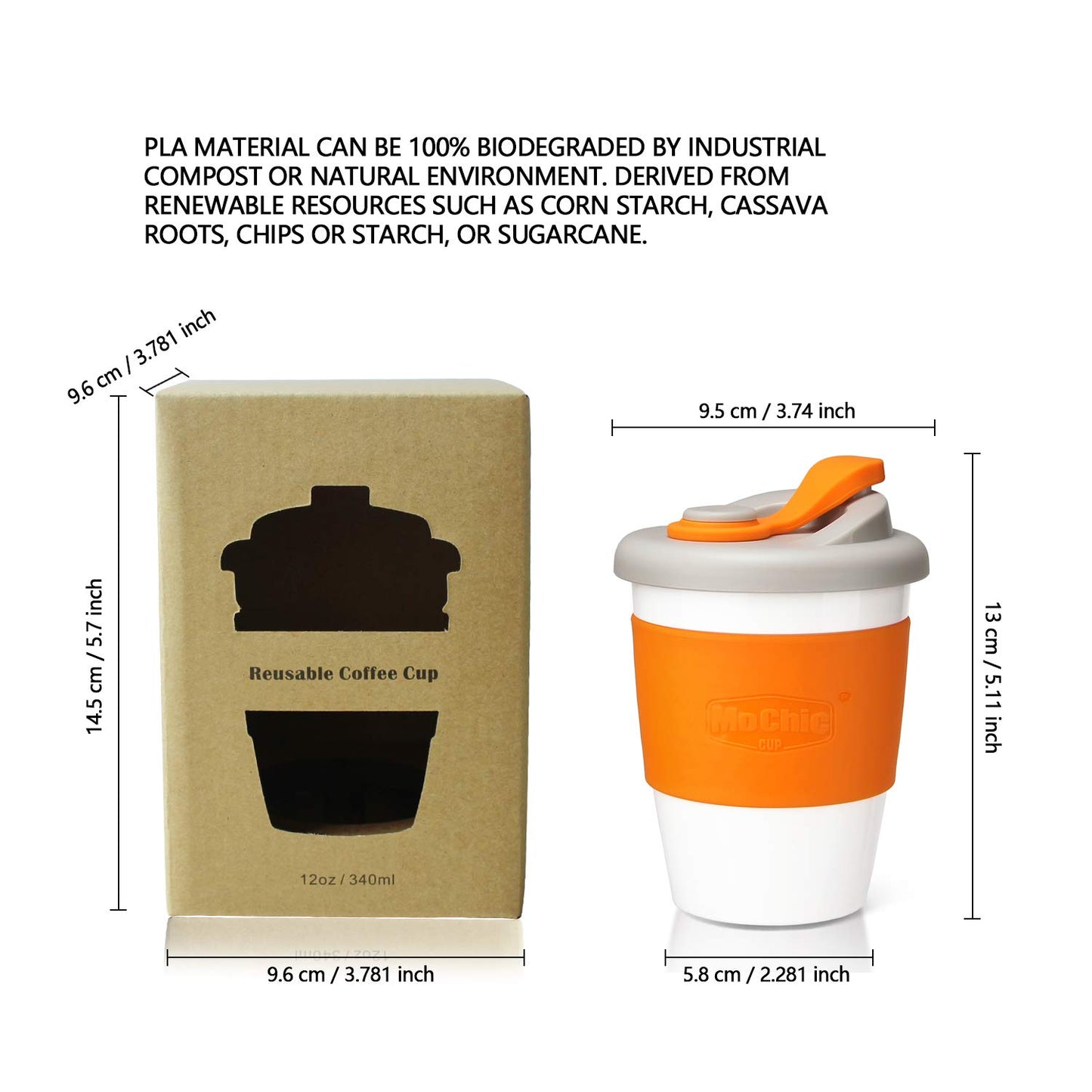 Reusable PLA Coffee Cup - Orange