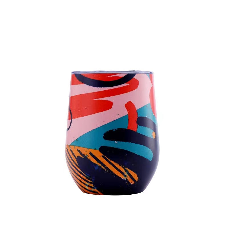 360ml/550ml Bakery Craft 304 Insulated Vacuum Mug/Bottle - Red Graffiti