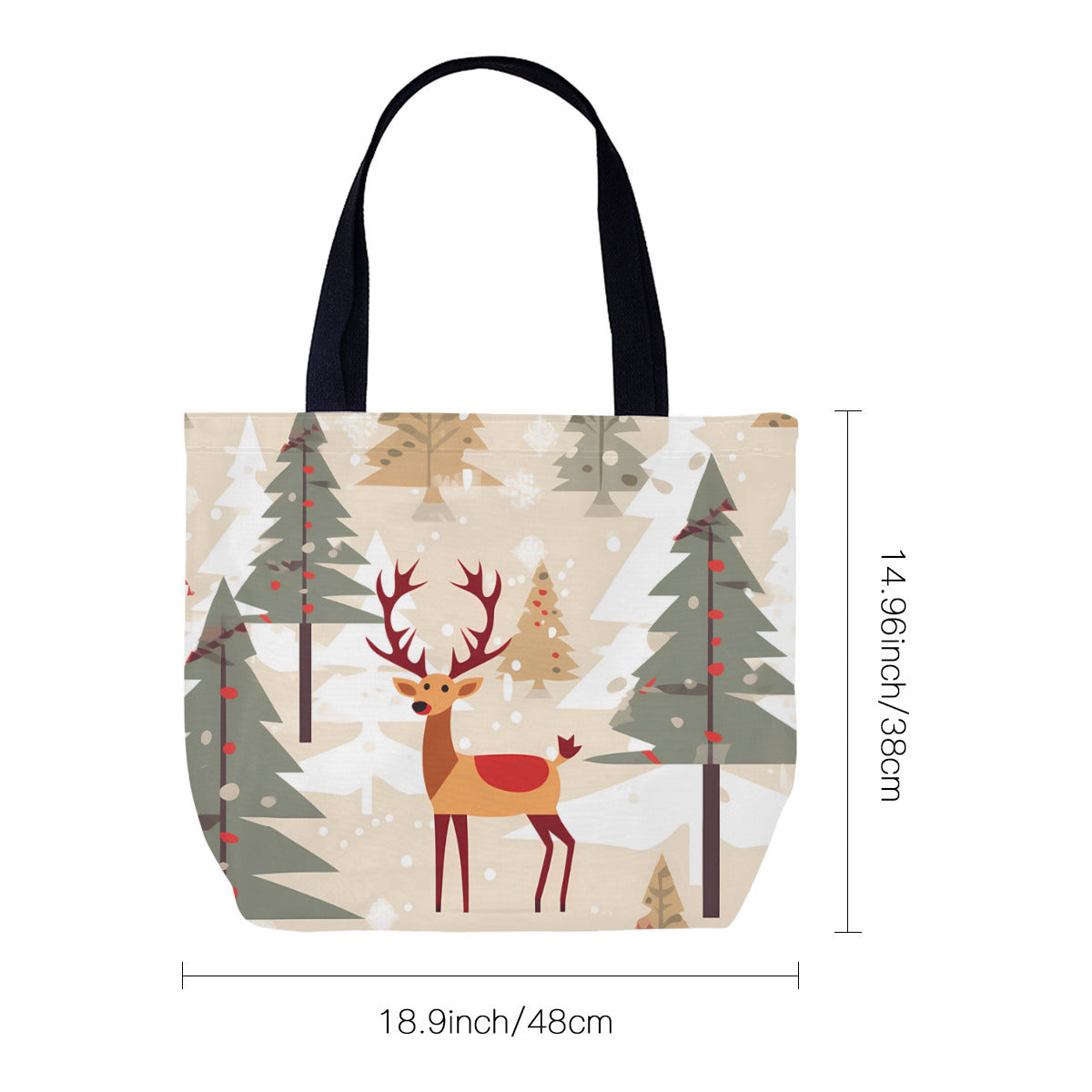This tote bag is 18.9 inch long and 14.96 inch high.