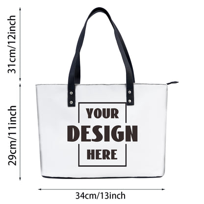This tote bag is 13 inches long, 11 inches high, and the shoulder strap is 12 inches high.