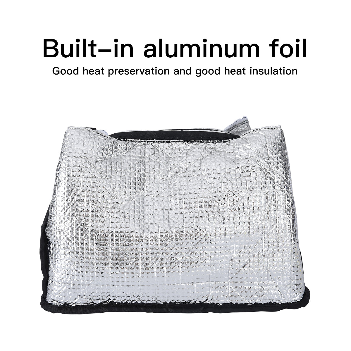 This insulated bag is lined with a layer of aluminium foil for good heat retention and insulation.