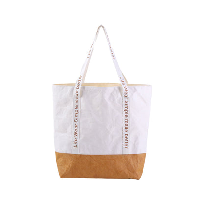 Custom Tyvek Contrast Tote Bag - White