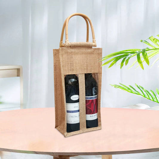 Hessian Wine Bag With Window