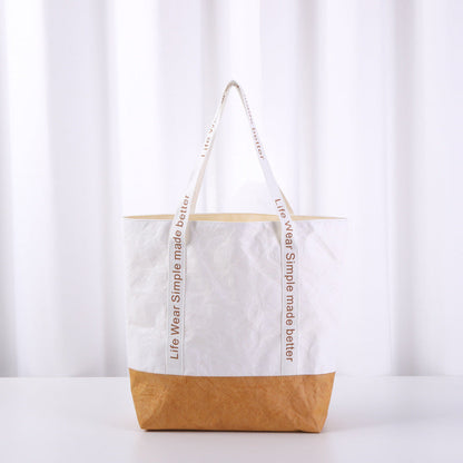 Custom Tyvek Contrast Tote Bag - White