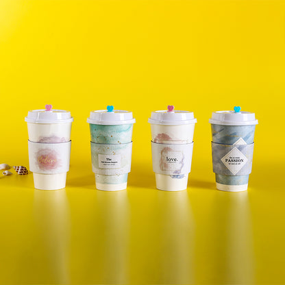 Random 4 Styles Mixing Disposable Coffee Cup Sleeves For Hot Or Cold Beverages