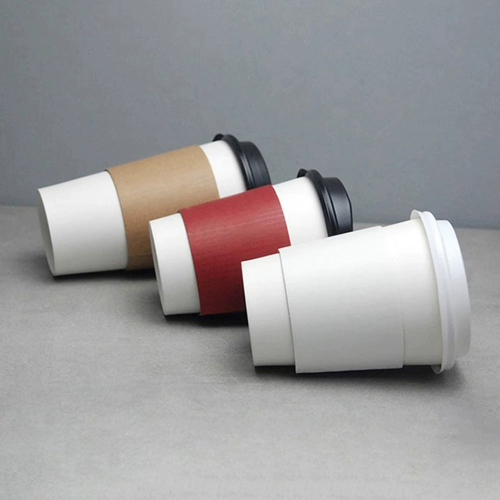 12/16oz Disposable Red Kraft Corrugated Paper Coffee Cup Sleeves For Beverages