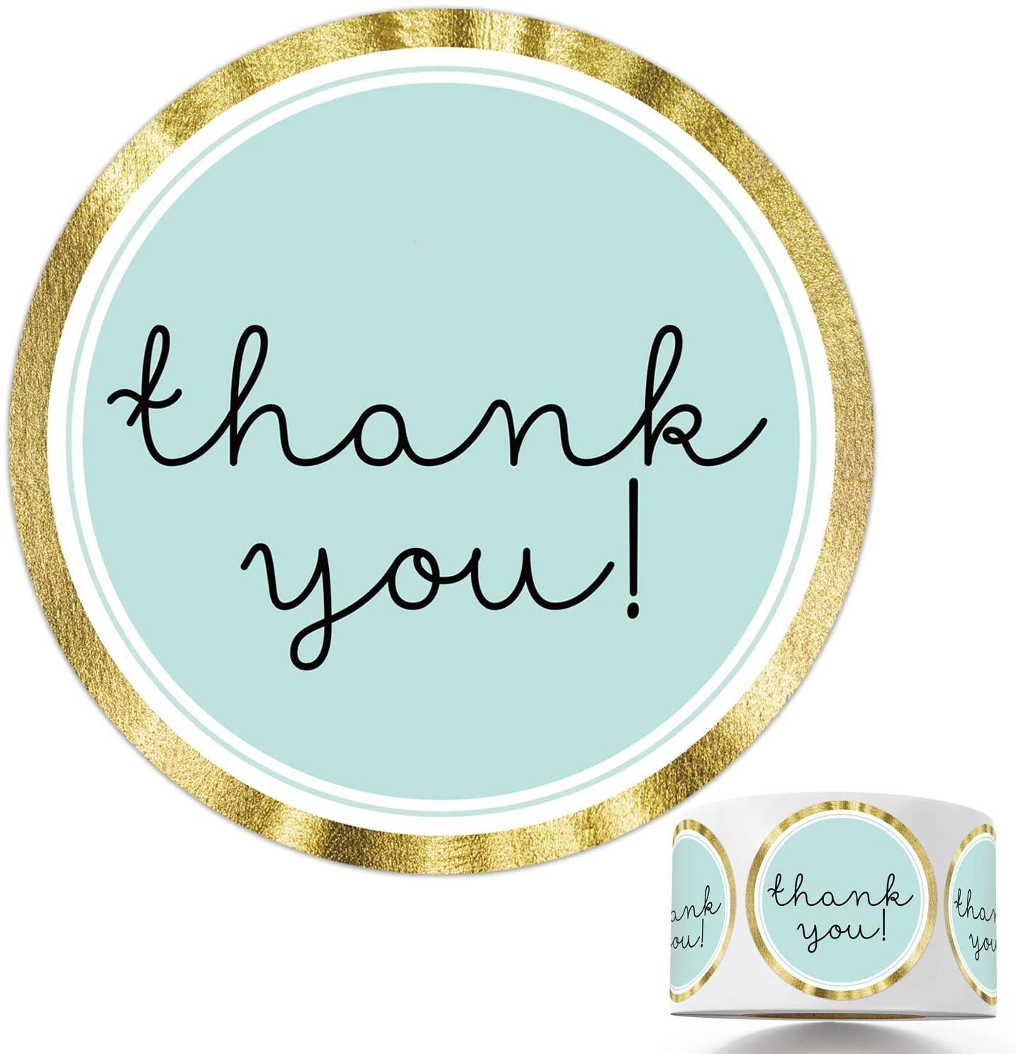 Mint Green Thank You Stickers