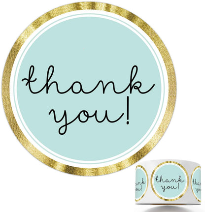 Mint Green Thank You Stickers