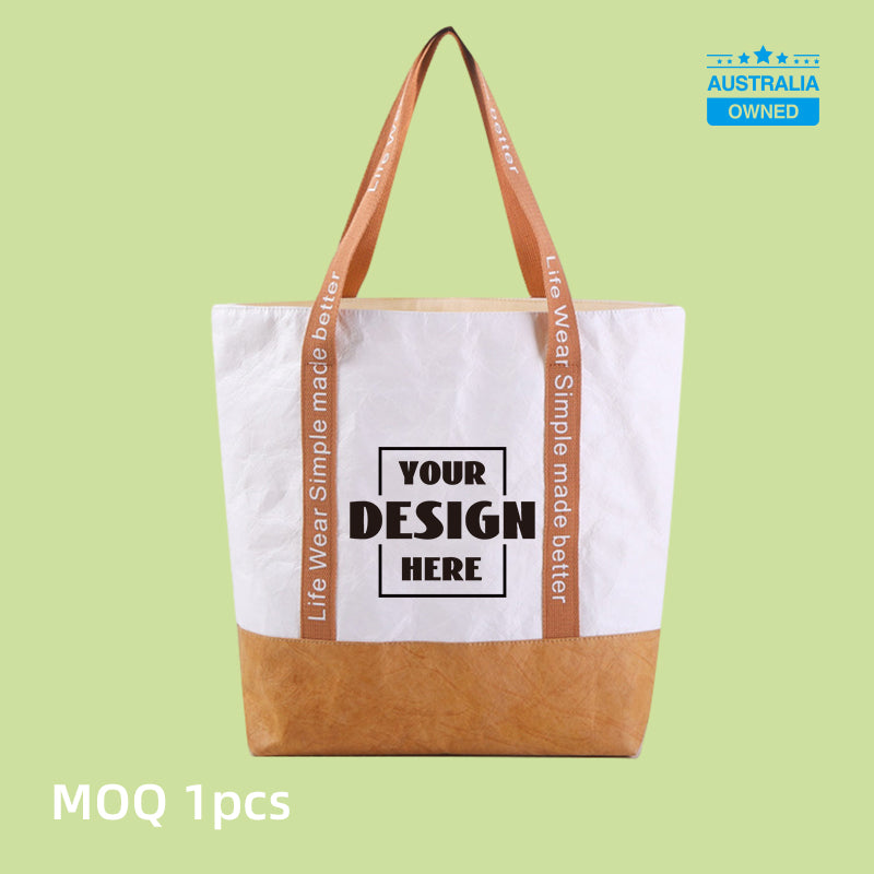 Custom Tyvek Contrast Tote Bag - Yellow