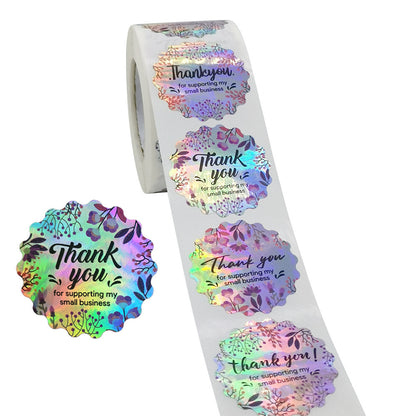 Holographic Laser Thank You Stickers