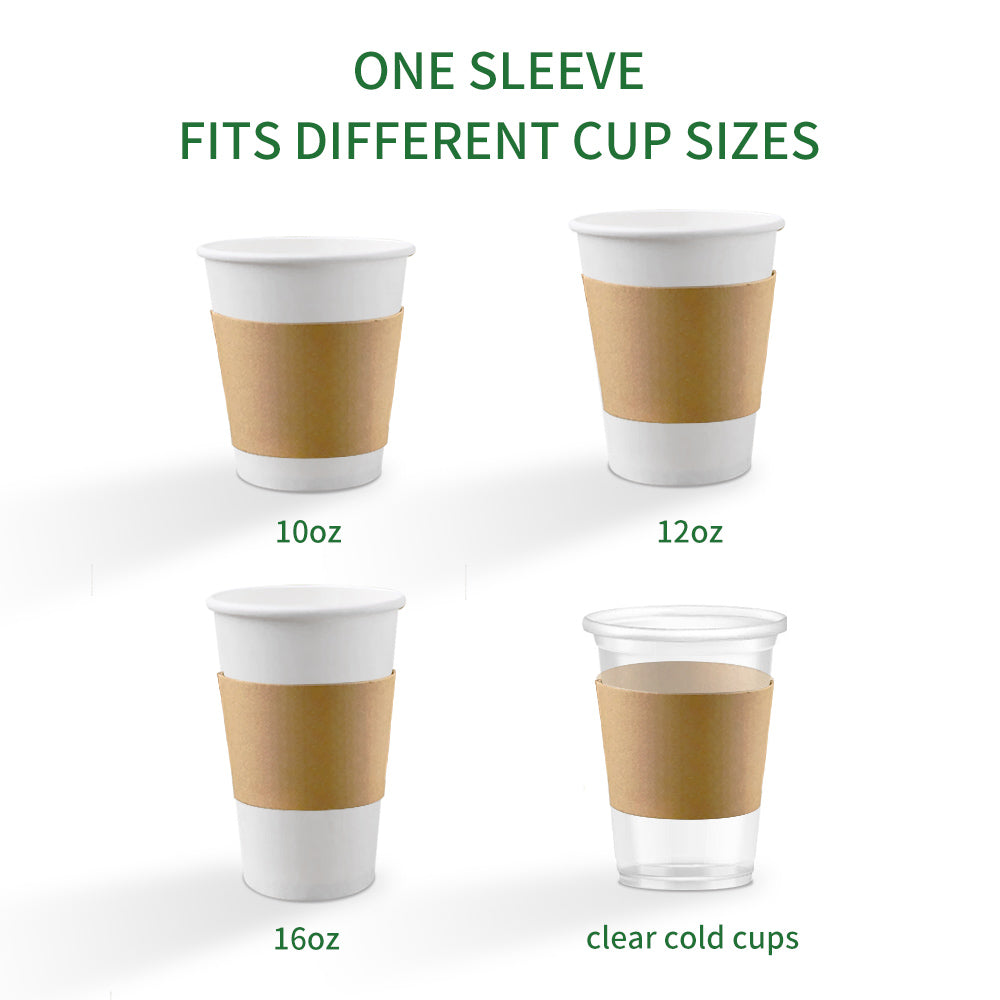 Our cup sleeves fit 10oz,12oz,16oz and clear cold drink cups.